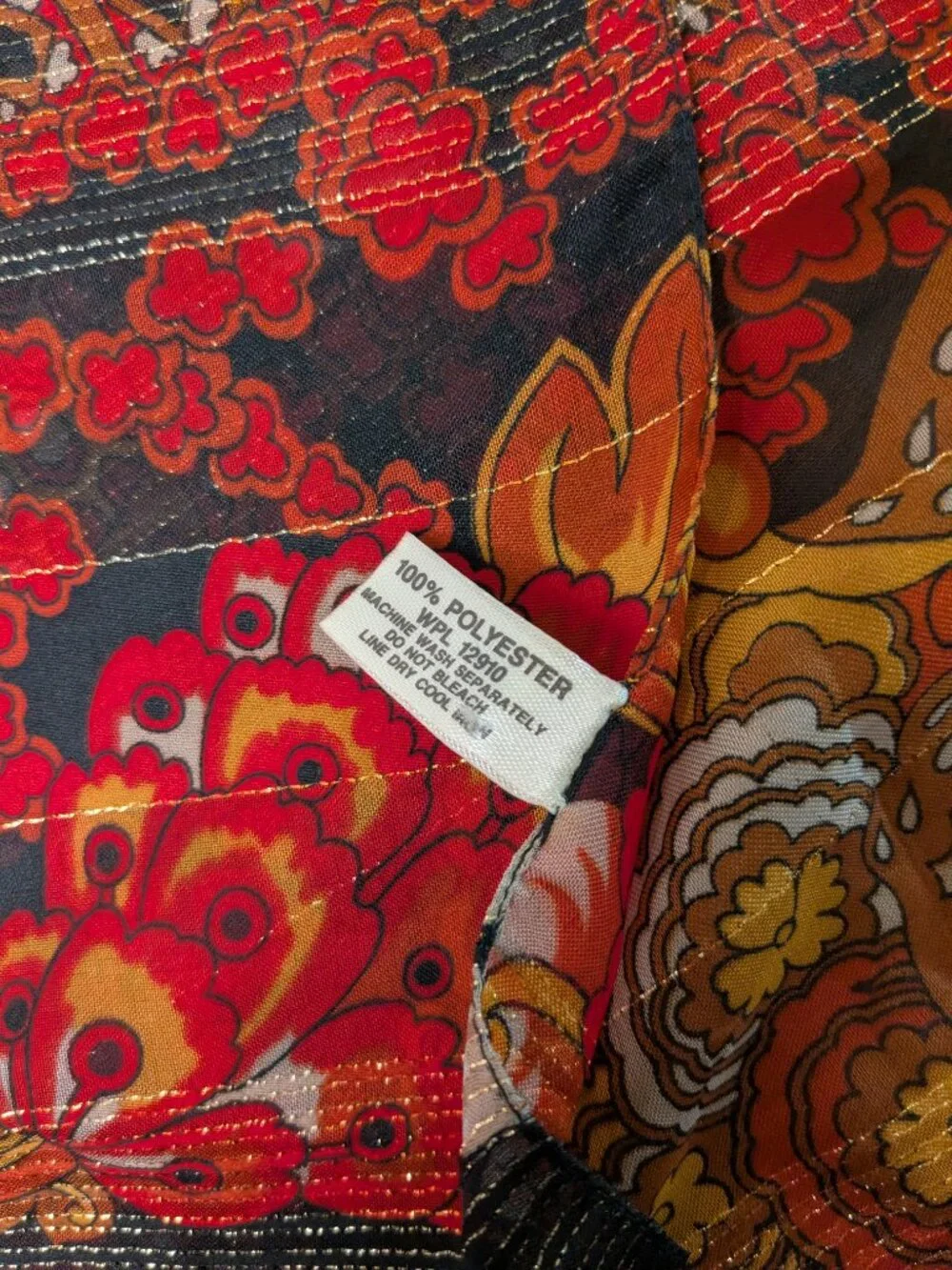 vintage JP collections hair neck scarf Italy floral metallic 61